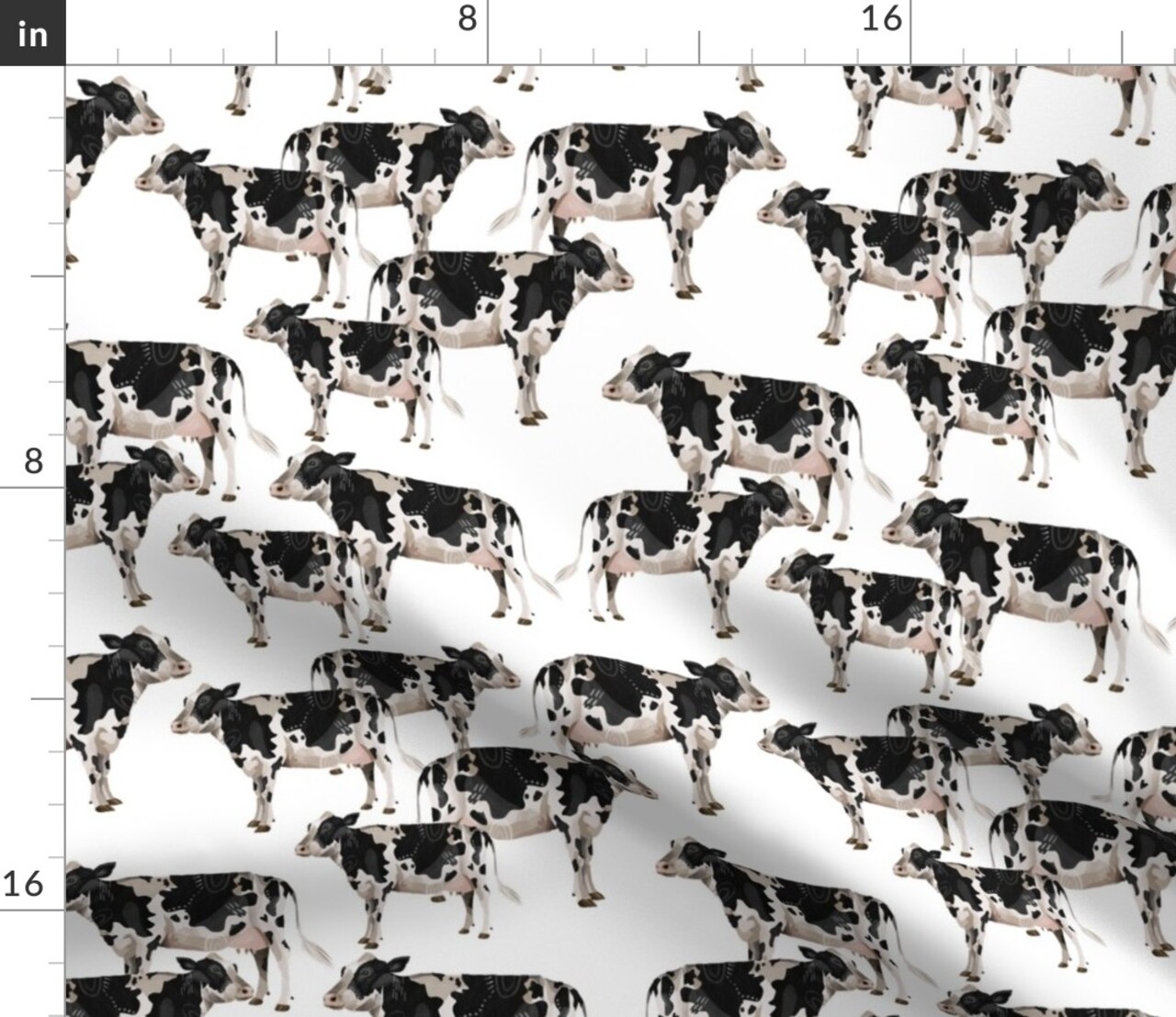 Cows White Background Cow Dairy Milk Black Farm Nursery Decor Custom Printed Fabric by Spoonflower Various Fabrics by the Yard or Fat Quarter